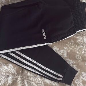 Adidas Black Joggers with White Stripes